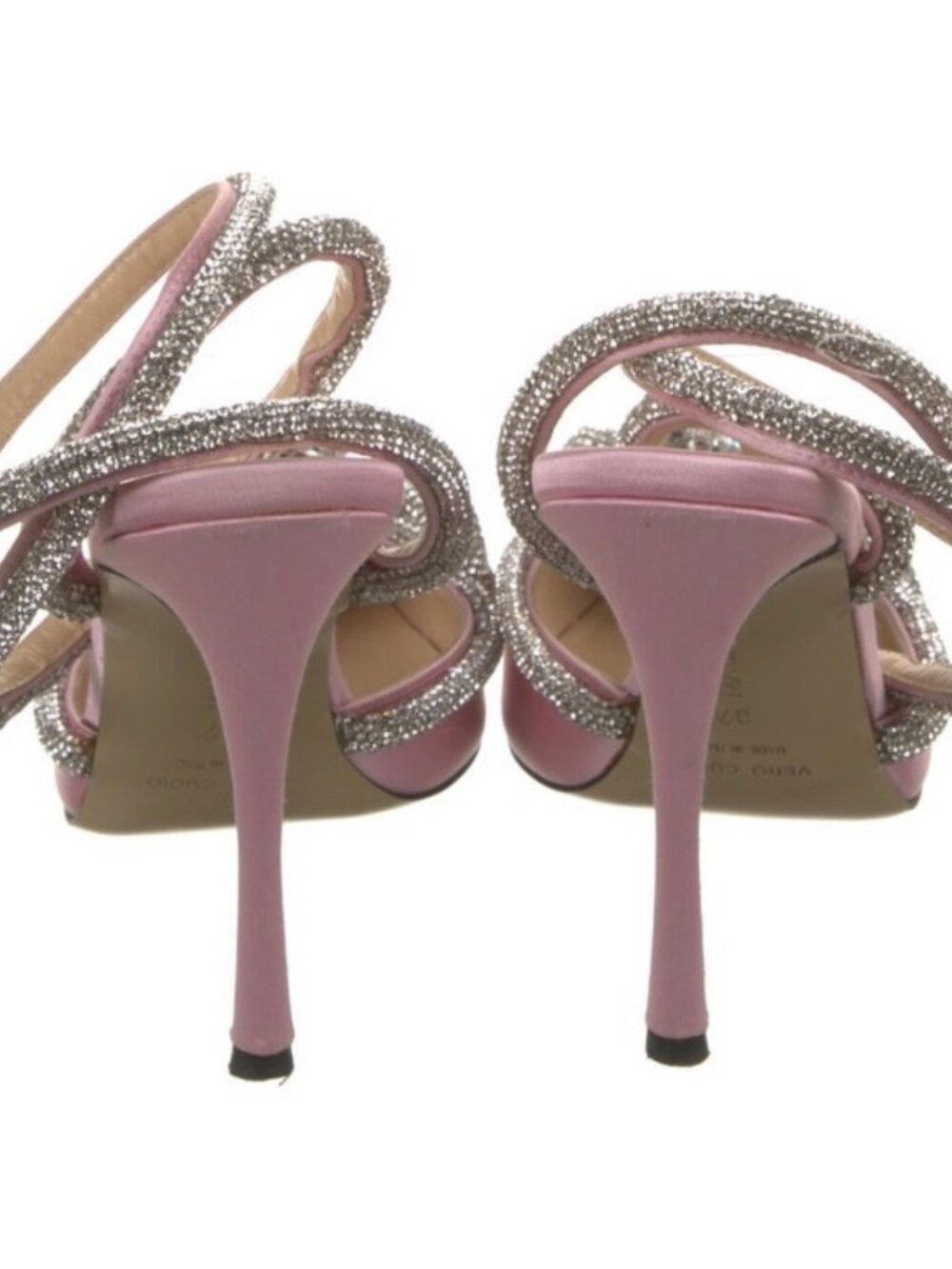 Mach & Mach Pink Satin Crystal Bow Pumps US 7